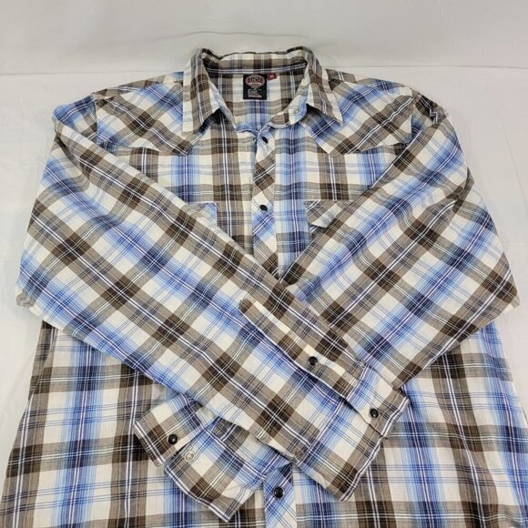 Sportier Men’s Western Wear Pearl Snap Button Down Plaid Shirt - Medium - Picture 6 of 14